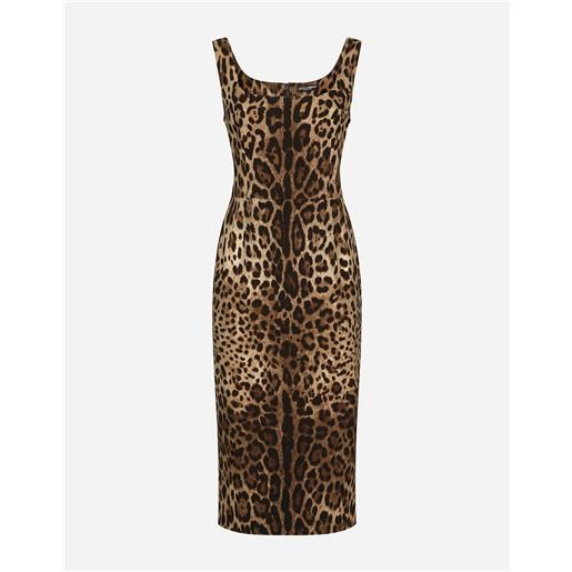 Dolce & Gabbana abito midi in charmeuse stampa leopardo