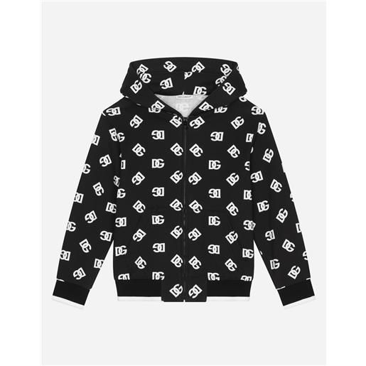 Dolce & Gabbana felpa zip con cappuccio in jersey stampa dg logo