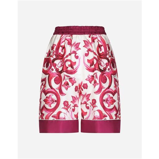 Dolce & Gabbana shorts pigiama in twill stampa maiolica