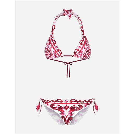 Dolce & Gabbana majolica print padded triangle bikini