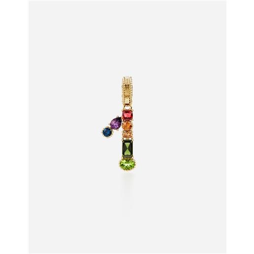 Dolce & Gabbana 18 kt yellow gold rainbow pendant with multicolor finegemstones representing number 1