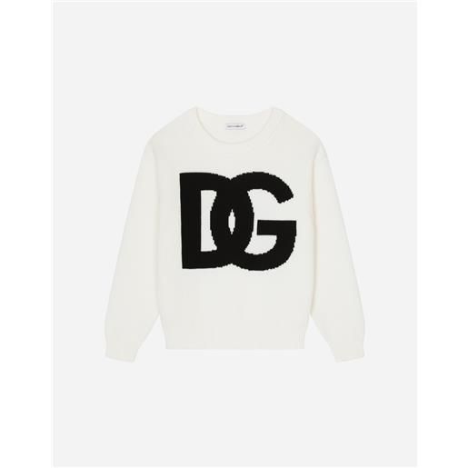 Dolce & Gabbana plain-knit cotton round-neck pullover with inlaid dg logo