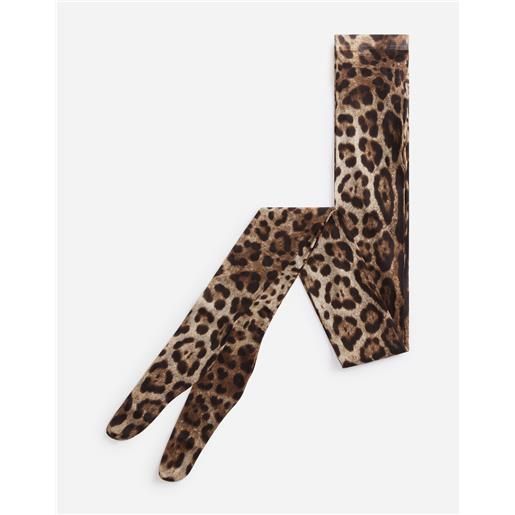 Dolce & Gabbana leopard print tights in tulle