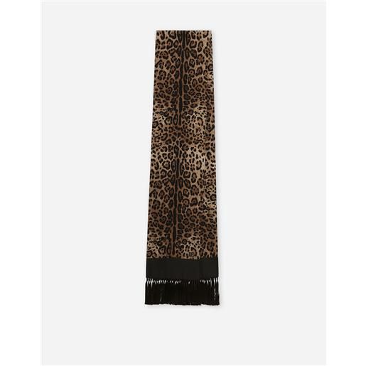 Dolce & Gabbana sciarpa seta con frange stampa leopardo