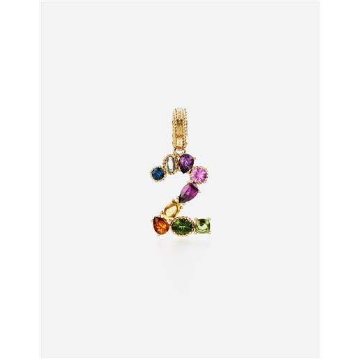 Dolce & Gabbana 18 kt yellow gold rainbow pendant with multicolor finegemstones representing number 2