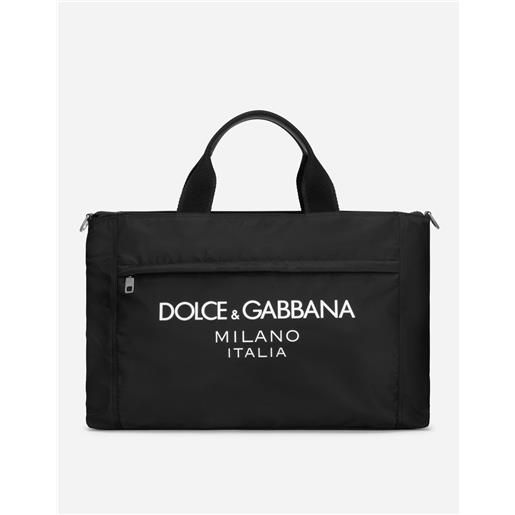 Dolce & Gabbana borsone in nylon con logo gommato