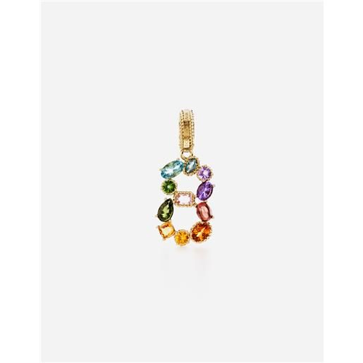 Dolce & Gabbana 18 kt yellow gold rainbow pendant with multicolor finegemstones representing number 8