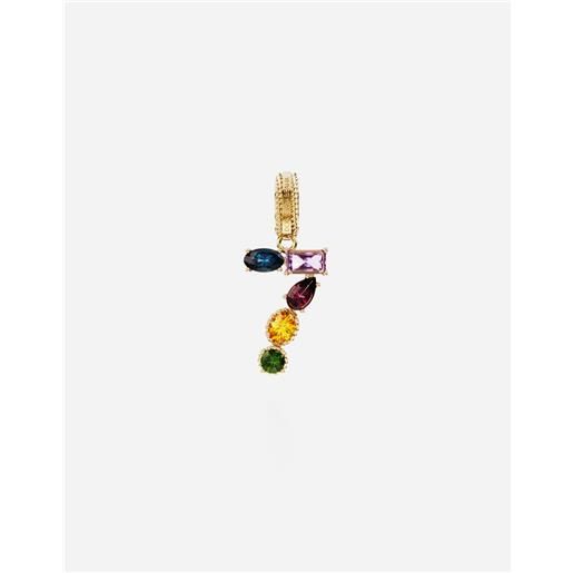 Dolce & Gabbana 18 kt yellow gold rainbow pendant with multicolor finegemstones representing number 7
