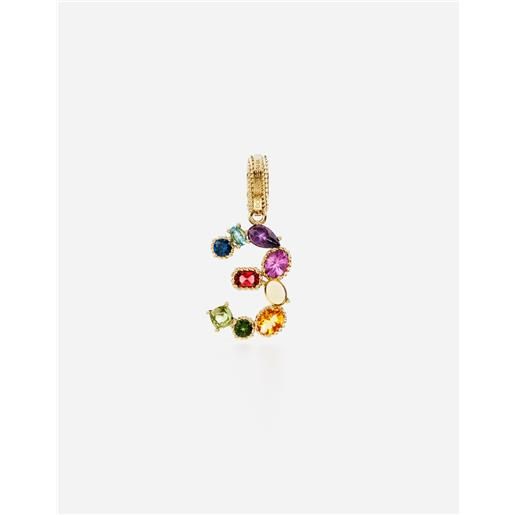 Dolce & Gabbana 18 kt yellow gold rainbow pendant with multicolor finegemstones representing number 3