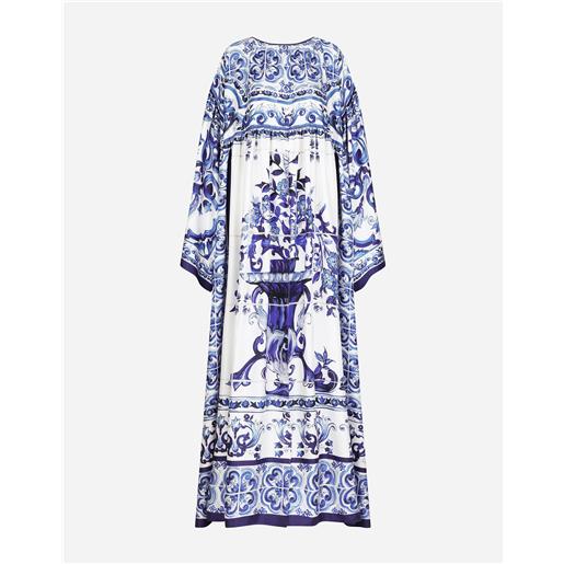 Dolce & Gabbana kaftano in twill di seta stampa maioliche