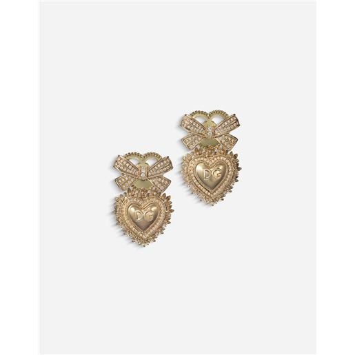Dolce & Gabbana devotion earrings in yellow gold with diamonds