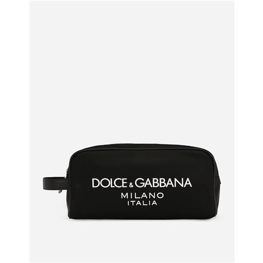Dolce & Gabbana necessaire in nylon con logo gommato