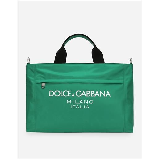 Dolce & Gabbana borsone in nylon con logo gommato