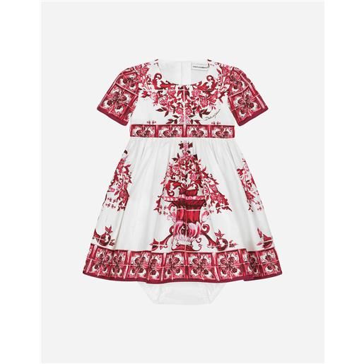 Dolce & Gabbana abito maniche corte in popeline stampa maiolica