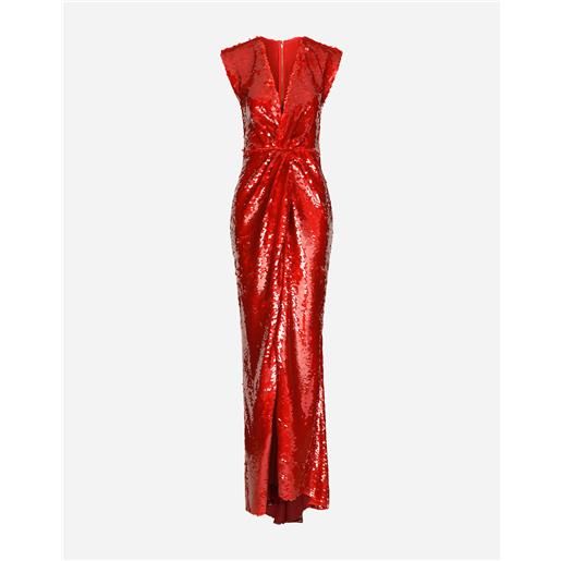 Dolce & Gabbana abito lungo in paillettes con drappeggio