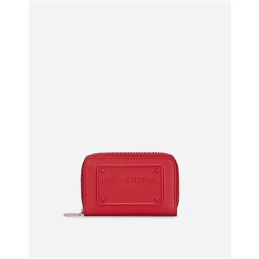 Dolce & Gabbana small zip-around wallet in calfskin with raised logo