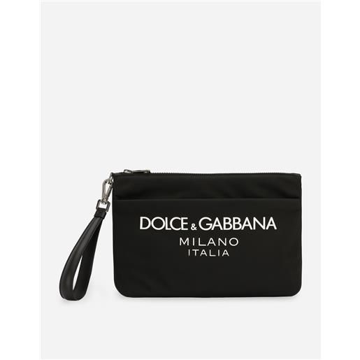 Dolce & Gabbana pouch in nylon con logo gommato