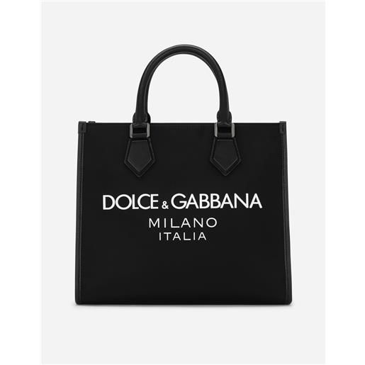 Dolce & Gabbana shopping piccola in nylon con logo gommato