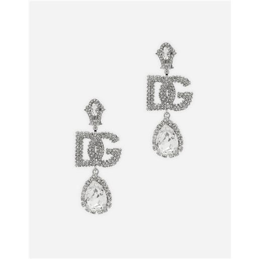 Dolce & Gabbana orecchini pendenti con logo e pendente in strass