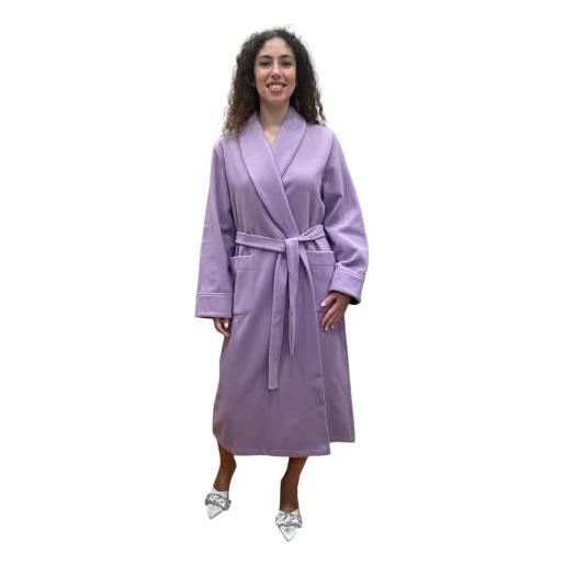 SGARLATA HOME vestaglia da donna in lana e cashmere modello scialle classico art. Vittoria (m, glicine)