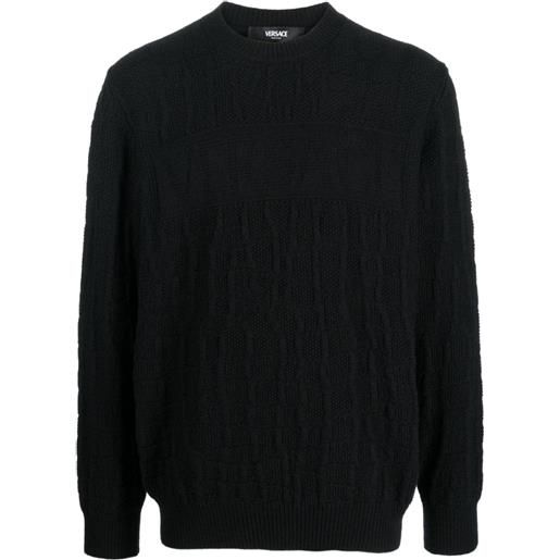 Versace maglione con effetto coccodrillo - nero