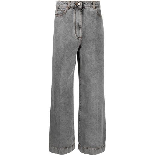 ETRO jeans a gamba ampia con ricamo pegaso - grigio