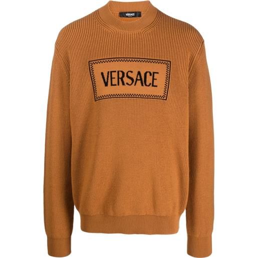 Versace maglione con logo anni '90 - marrone