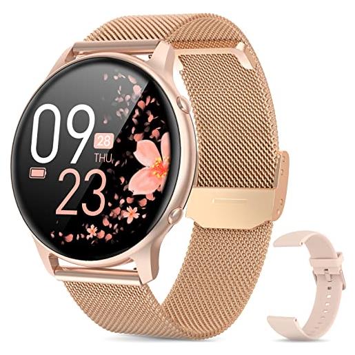 Lovtutu smartwatch da donna 2021 per telefoni android e i. Phone compatibile con cinturino in acciaio inox impermeabile 3atm fitness con sonno frequenza cardiaca monitoraggio dell'ossigeno nel sangue oro rosa