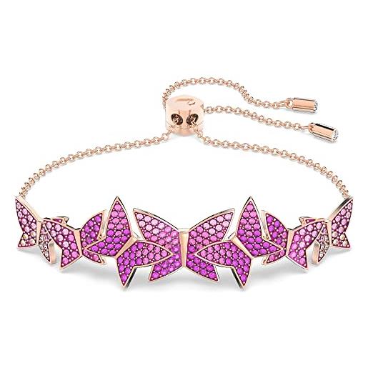 Swarovski braccialetto lilia, farfalla, rosa, placcato color oro rosa