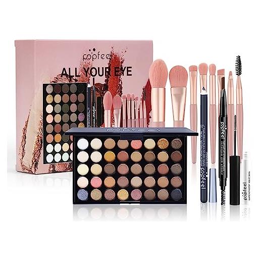 WishesMar set trucchi make up completo donna cosmetico kit viaggio per occhi - sorpresa regalo trucchi con ombretti matita per eyeliner matita per sopracciglia mascara e pennelli per il trucco #b