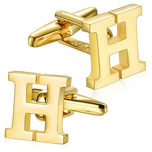 HAWSON gemelli in maiuscolo con lettera a-z, placcati in argento/oro, usati come regalo formale per il matrimonio con una camicia da smoking, metallo