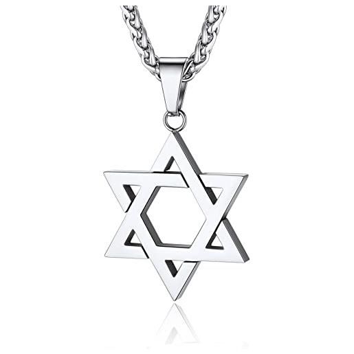 ChainsHouse megan stella di david collana da uomo donna protezione talismano spirituale gioielli ebraici cristianesimo regali ciondolo esagramma in acciaio inossidabile ipoallergenico senza nichel