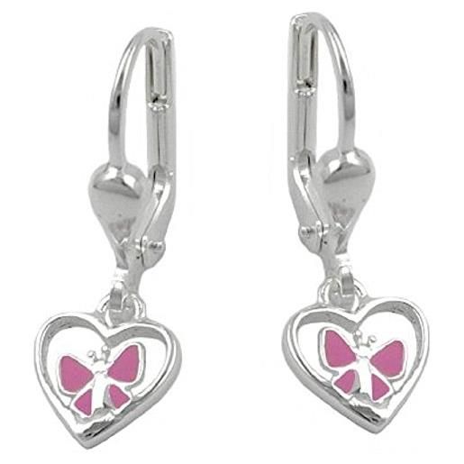Unbespielt orecchini gioielli, cuore farfalla, argento 925 g90943