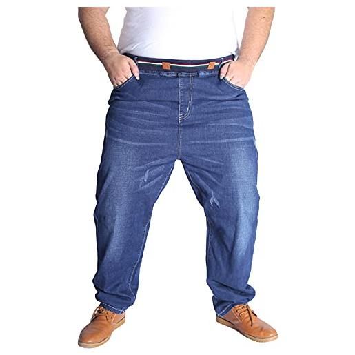 MISSMAO uomo pantaloni taglia grossa tempo libero jeans elasticità vita alta denim pantaloni casual in denim elasticizzato vintage pantaloni larghi durevoli, blu, 5xl