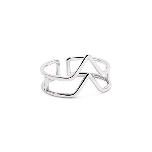 SINGULARU - anello double peak argento - anello regolabile - argento sterling 925 con finitura placcata in rodio - misura unica - gioielli da donna - realizzato in europa