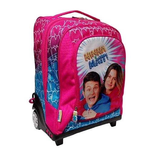 PRESTIGE & DELUXE trolley scuola ninna e matti rosa + omaggio 7 penne cancellabili + omaggio portachiave paillettes + penna led