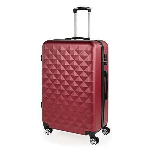 ITACA - set valigie - set valigie rigide offerte. Valigia grande rigida, valigia media rigida e bagaglio a mano. Set di valigie con lucchetto combinazione tsa 771715, granata