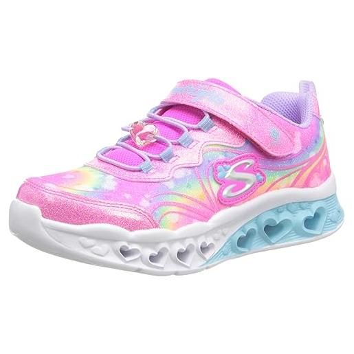 Skechers flutter heart lights groovy swirl, scarpe sportive bambine e ragazze, turquoise sparkle mesh hot pink trim, 30 eu