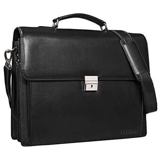 STILORD 'johann' borsa 24 ore uomo in pelle valigetta ventiquattrore cartella portadocumenti da ufficio lavoro borsa porta pc 15.6', colore: nero