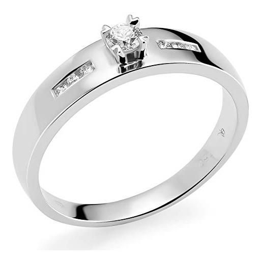 Orphelia finering - anello, con diamante, oro bianco, misura 58 (18.5)