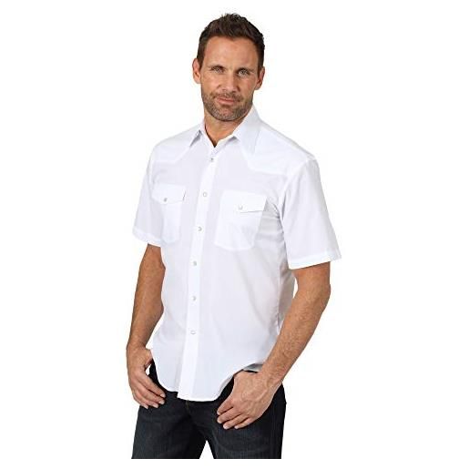 Wrangler men's sport western basic two pocket short sleeve snap shirt, white, large