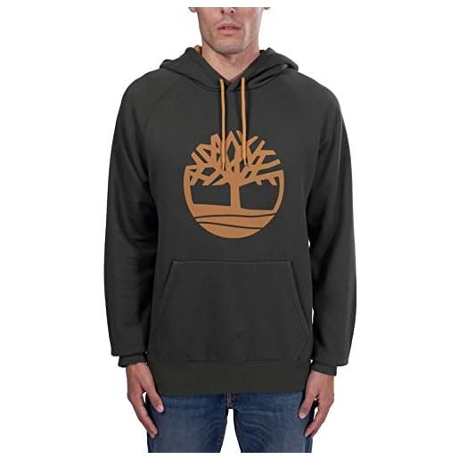 Timberland northwood tfo tree logo brushback hoodie duffel bag felpa, verde, xxl uomo