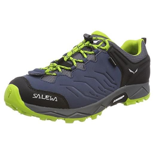 Salewa jr mountain trainer waterproof scarpe da trekking e da escursionismo, unisex - bambini e ragazzi, dark denim/cactus, 36 eu