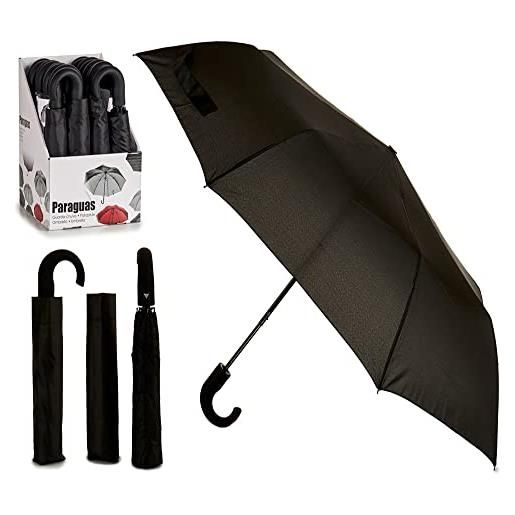 BigBuy Home s3606348 ombrello pieghevole, nero, viaggio, 35 cm, nero, classic