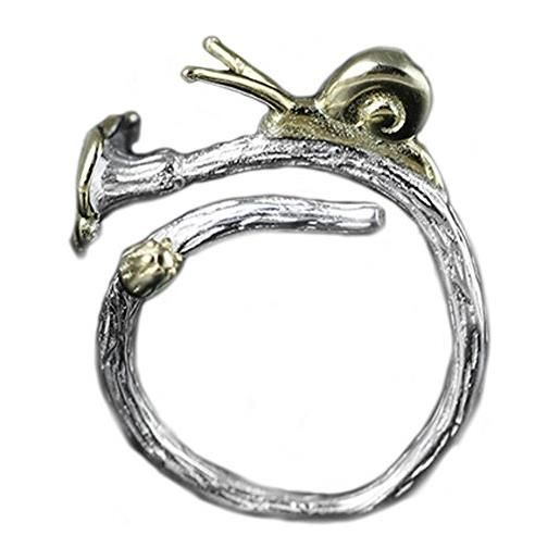 Helen de Lete piccola lumaca su fiori in argento sterling 925, anello aperto