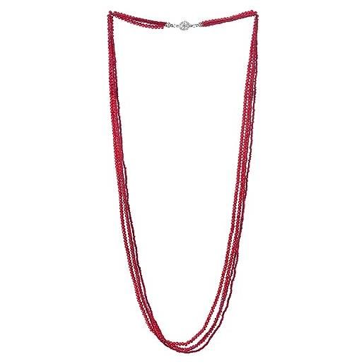 COOLSTEELANDBEYOND rosso perline lunga statement dichiarazione collana multi strati catena cristallo perline charm pendente