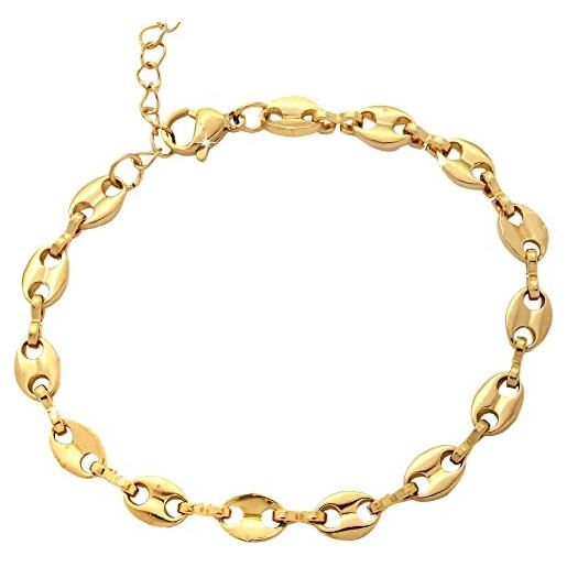 Beloved ❤️ bracciale donna in acciaio cleopatra - catena lavorata con ovali traforati - colorazione nei toni dell'oro - lunghezza regolabile con moschettone (colore gold)