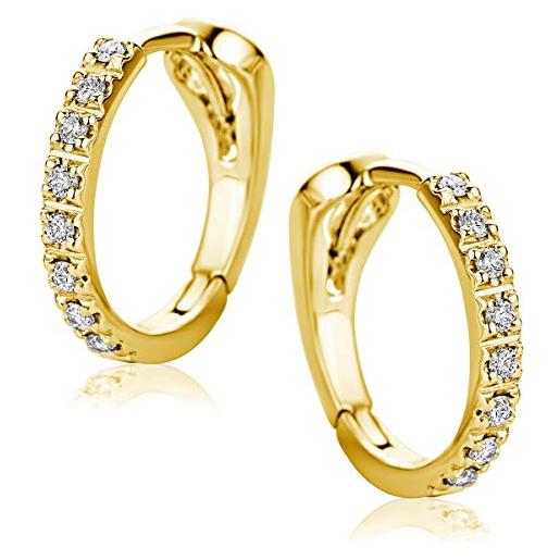 Orovi orecchini cerchio con brillanti in oro bianco diamanti taglio brillante ct. 0,10 oro 18kt 750 cerchi in oro e brillanti