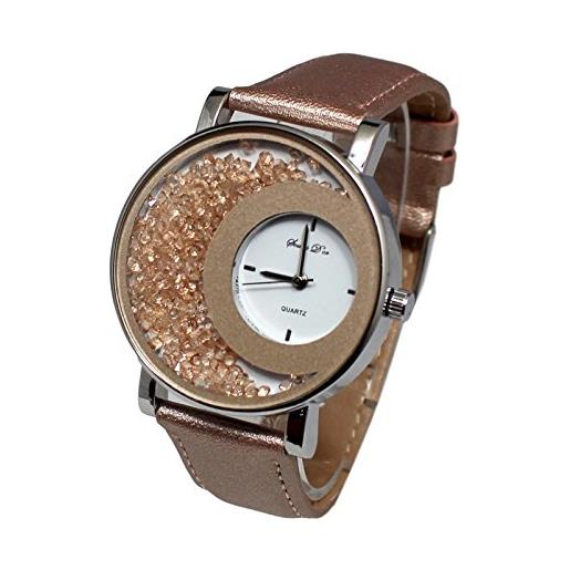 GIORGIO&DARIO bianco sporco in pelle goldtone set orologio da donna con strass + con elastico braccialetto stardust dolce vita