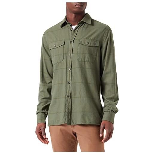 7 For All Mankind overshirt cotton wool flanel check maglietta, verde, s uomo